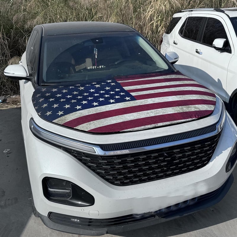 Tobethay American Car Hood Cover - 59x51 in Car Hood Cover Flag Bonnet Banner with 2 Adjustable Triangular Fasteners, Universal Fit for Trucks, SUV, 250th Anniversary Flag - Image 4